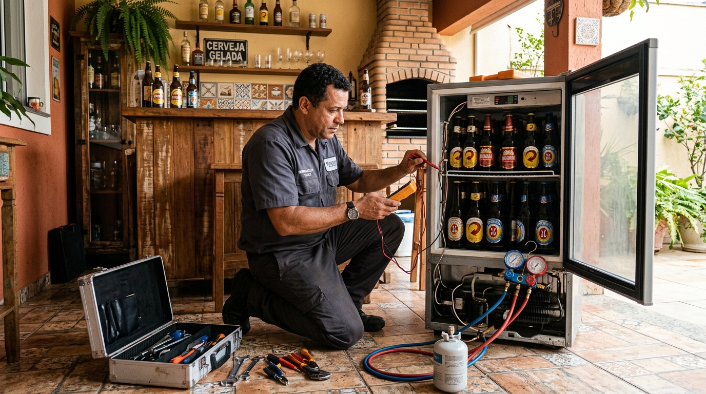 Recarga de gás refrigerante em cervejeira em atendimento em Jundiaí‑SP